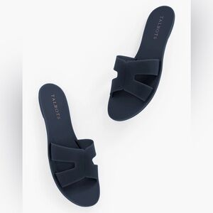 Talbots Hannah slide sandals Navy Blue Jelly Shoes Size 10 Slip on round toe